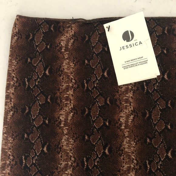 Jessica 6 Way Snake Skin Print Beach Wrap Brown Blk Cream Size OS no fab tag - Picture 1 of 6